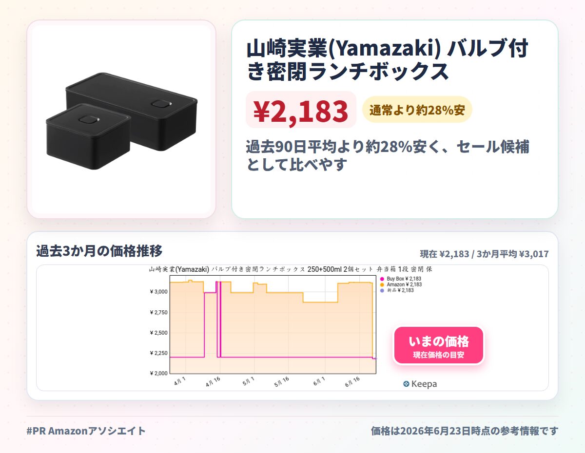 山崎実業(Yamazaki) バルブ付き密閉ランチボックス 250+500ml 2個セット 弁当箱 1段 密閉 保存容器 電子レンジ 食洗機対応 ブラック 5412 5472