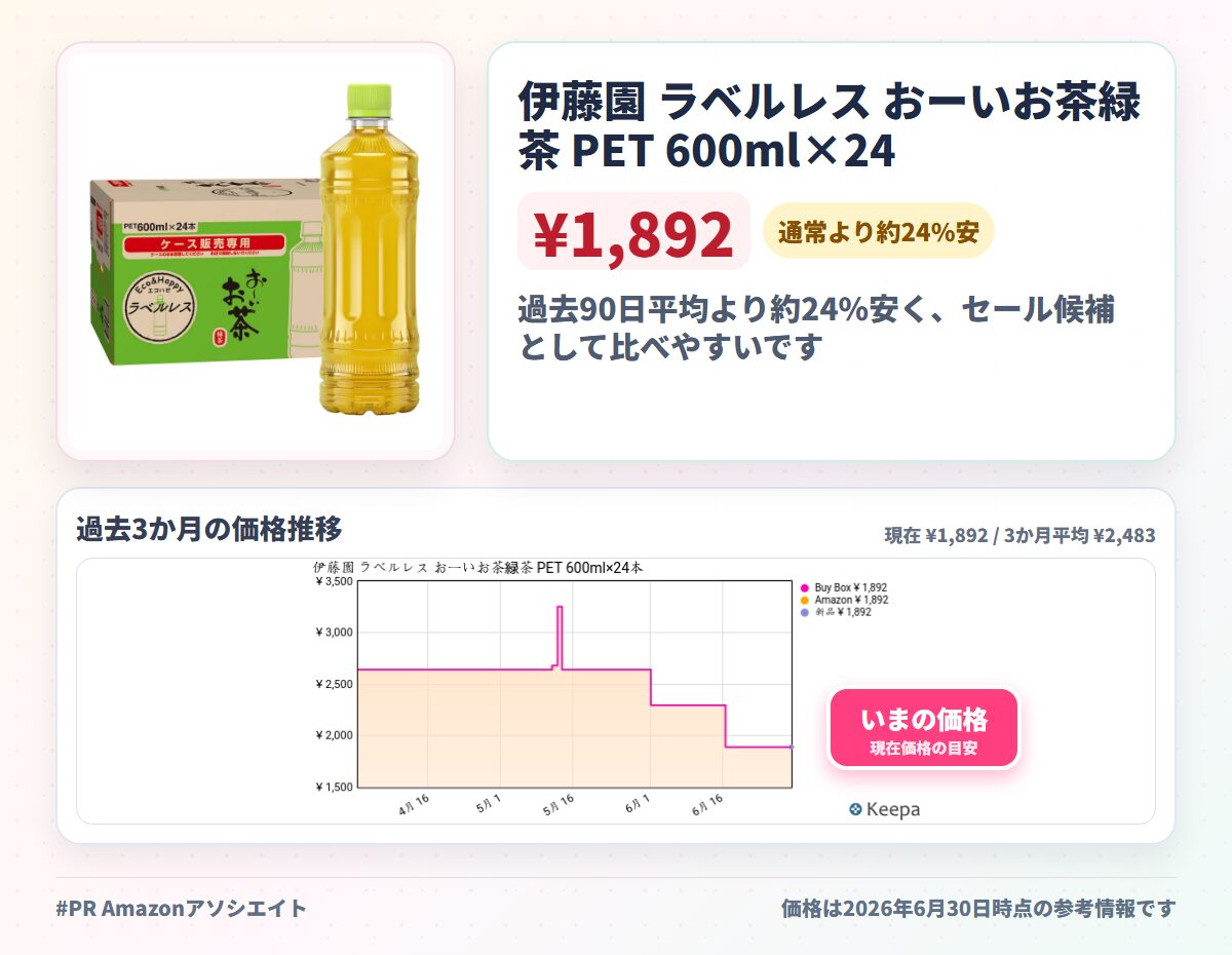 伊藤園 ラベルレス おーいお茶緑茶 PET 600ml×24本
