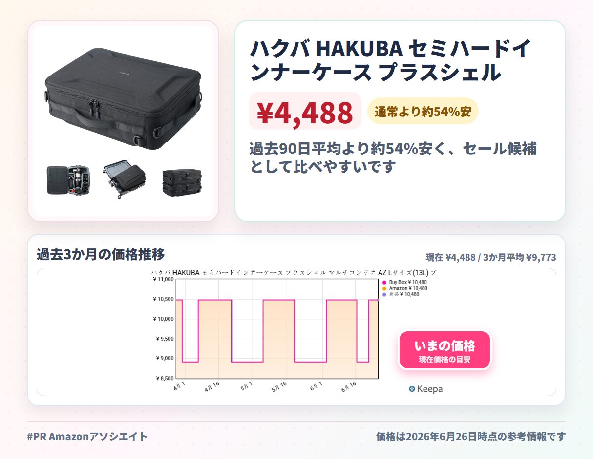 ハクバ HAKUBA セミハードインナーケース プラスシェル マルチコンテナ AZ Lサイズ(13L) ブラック カメラコンテナ ガジェットケース スタッキング可能 AMZSP-MC13LBK 4977187001570