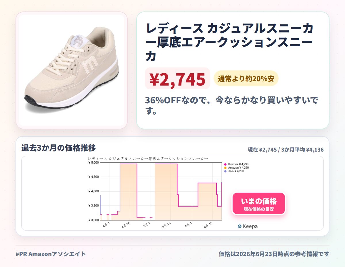 レディース カジュアルスニーカー厚底エアークッションスニーカー