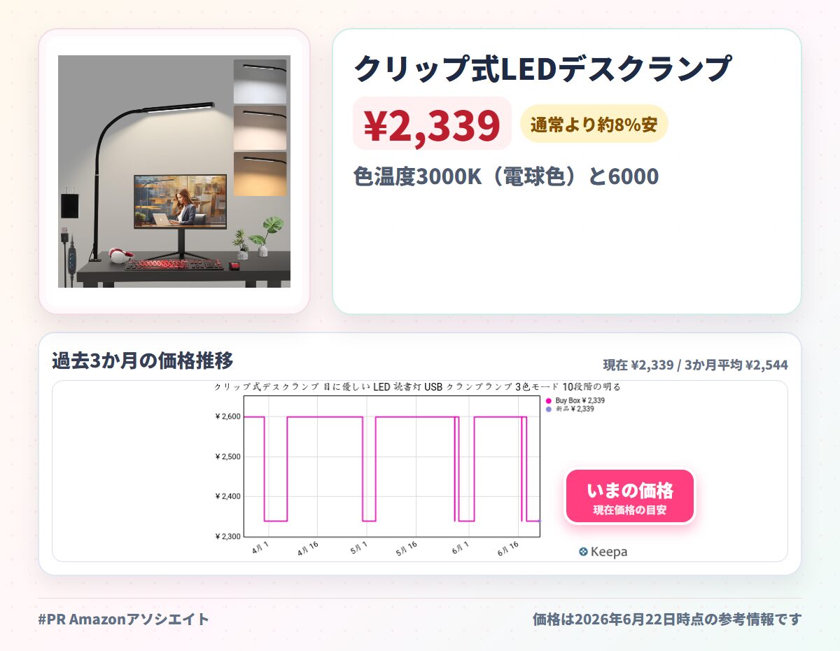 クリップ式デスクランプ 目に優しい LED 読書灯 USB クランプランプ 3色モード 10段階の明るさ 調節可能 フレキシブル グースネック テーブルライト ベッドヘッドボード、ネイル、ホームオフィス、コンピューター用 (ブラック)