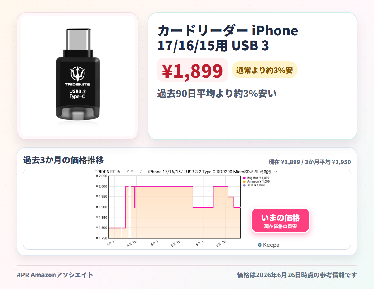 カードリーダー iPhone 17/16/15用 USB 3.2 Type-C DDR200 MicroSD専用 超軽量 小型OTG 外付けメモリ アダプタ TCRS-M32C