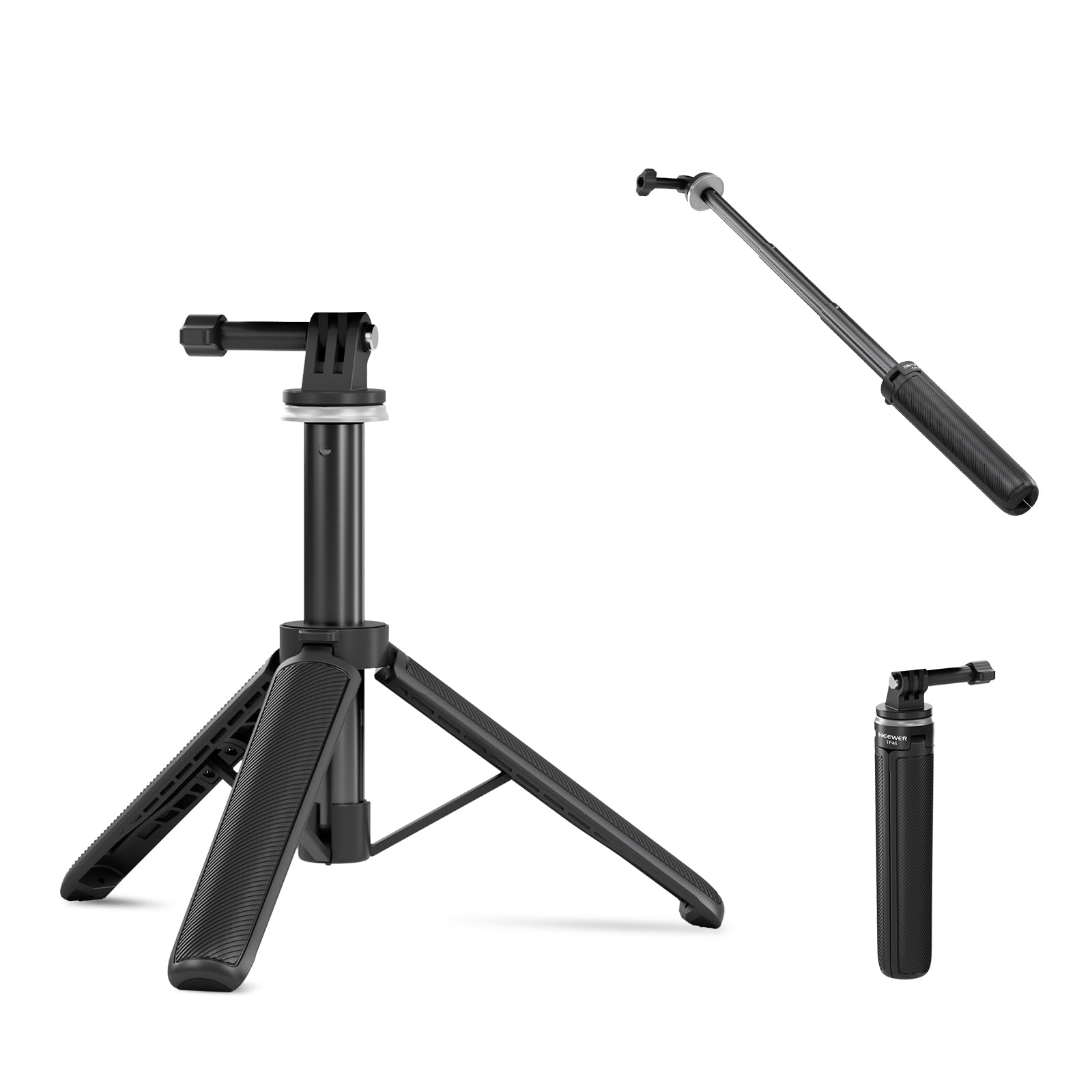 NEEWER BASIC 卓上三脚スタンド 自撮り棒 軽量 折りたたみ式 DSLR/アクションカメラ/スマホ/ビデオブログ用 ミニ三脚 デスクスタンド コンパチブル Hero 13 12 Insta360 Osmo Action 5 Pro AKASO EK7000 Brave 4 7 TP46