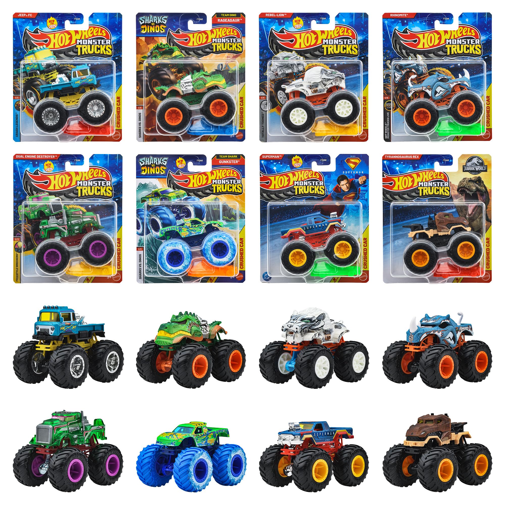 ホットウィール(Hot Wheels) モンスタートラック 1:64アソート 乗り物おもちゃ ミニカー 8台入り BOX販売 3歳から マルチ FYJ44-983M
