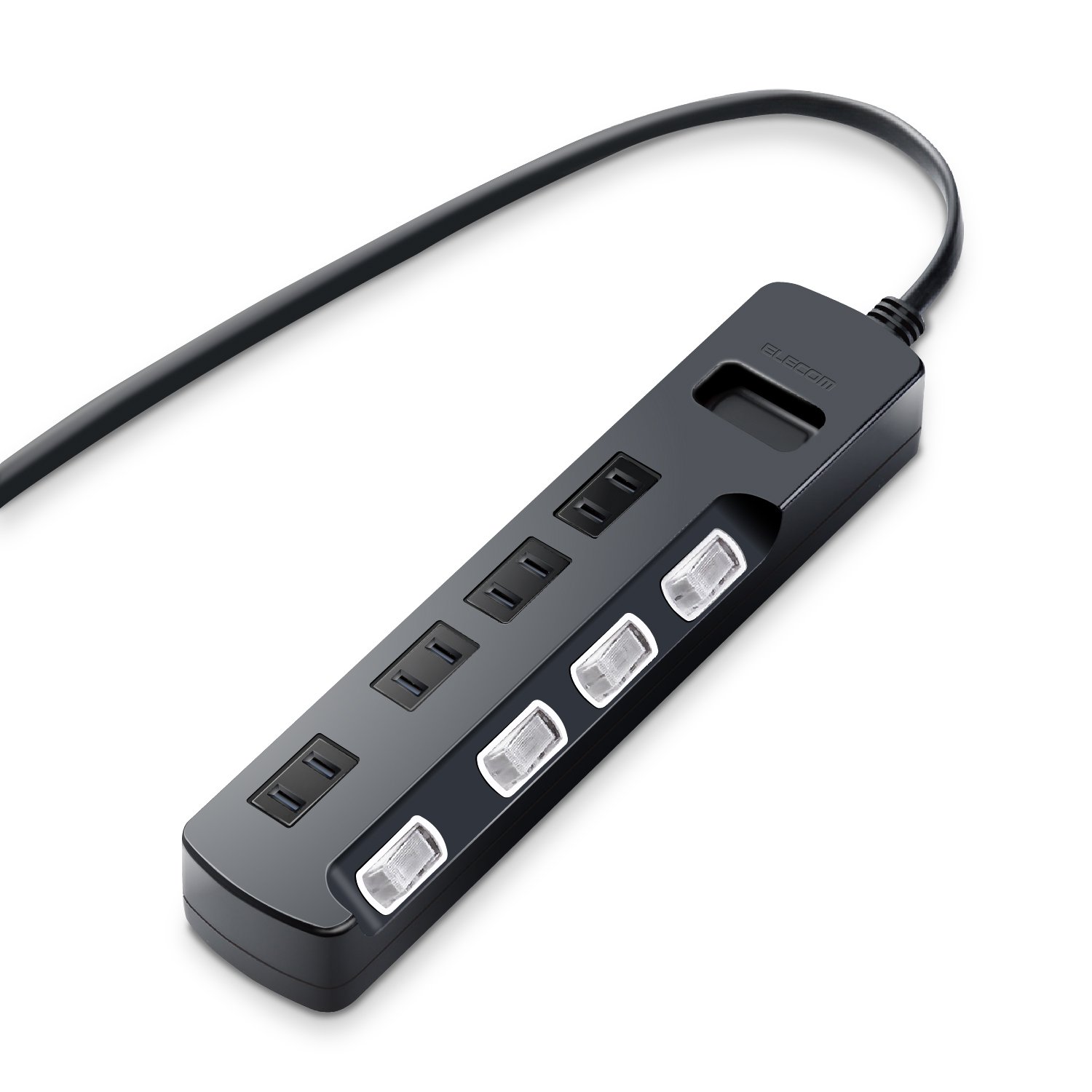 エレコム 電源タップ 雷ガード 個別スイッチ ほこりシャッター付 スイングプラグ 4個口 2.5m ブラック AVT-K6A-2425BK