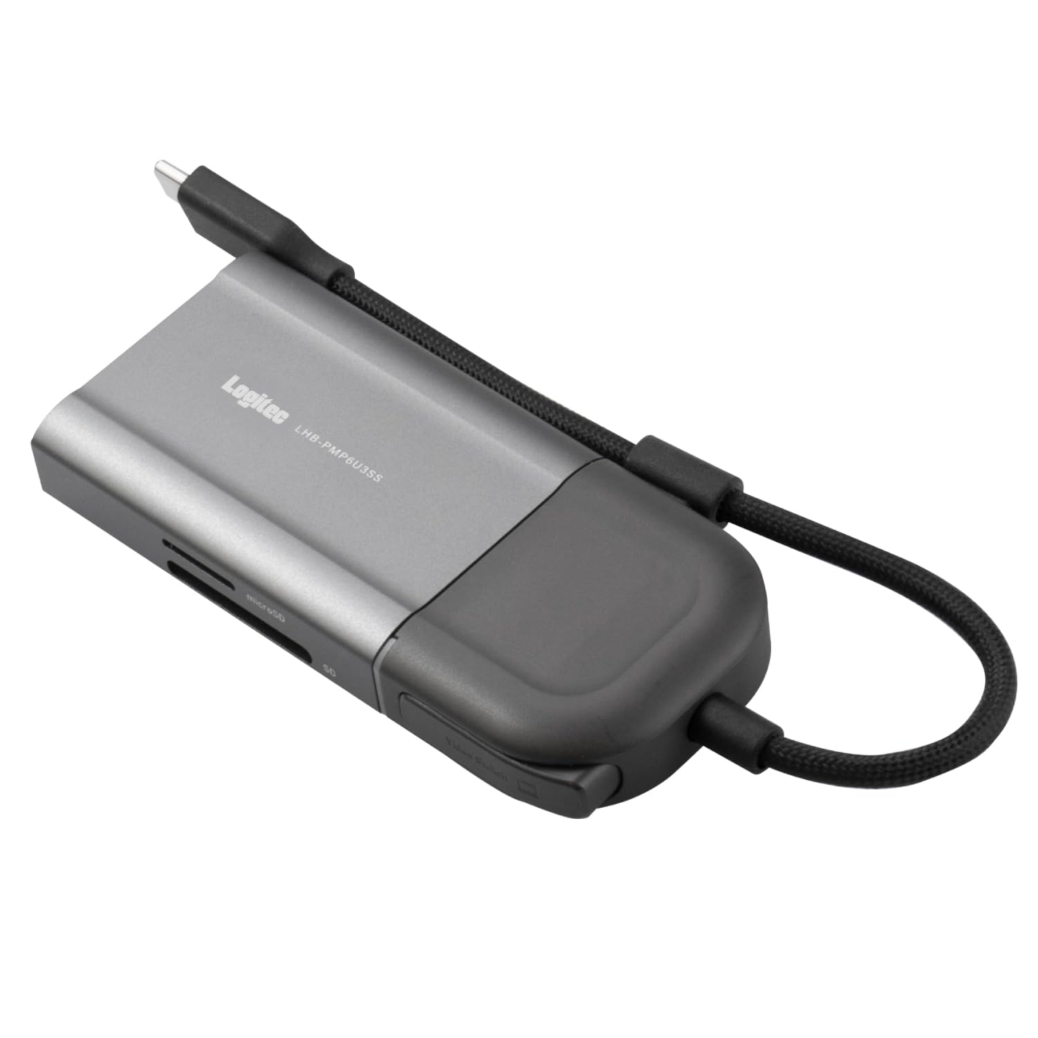 ロジテック USB Type-C ハブ ドッキングステーション 6-in-1 画面表示ON/OFFボタン付 USB PD 100W対応 USBA×2 4K60Hz HDMI×1 USB-C×1 SD＋microSDスロット LHB-PMP6U3S