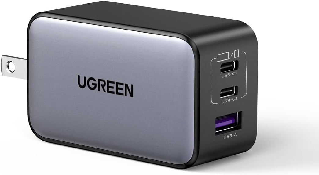 UGREEN Nexode 65W 急速 充電器 Type-C 3ポート【USB-C *2とUSB-A*1】PD3.0 PPS GaNII 折り畳み式 iphone17/16/15/MacBook/iPad/Galaxy/Android/PC/45w/30w対応 PSE適合