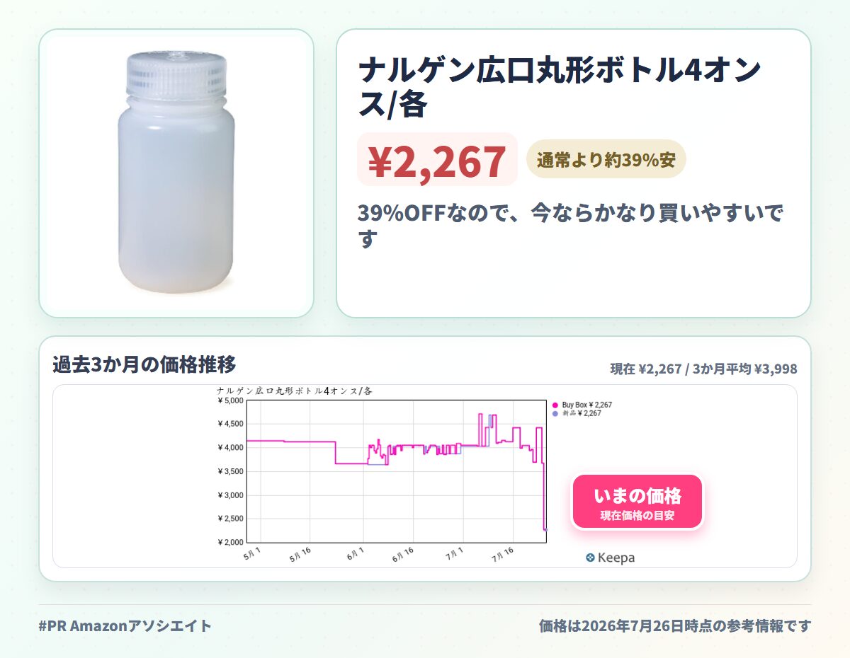 ナルゲン広口丸形ボトル4オンス/各