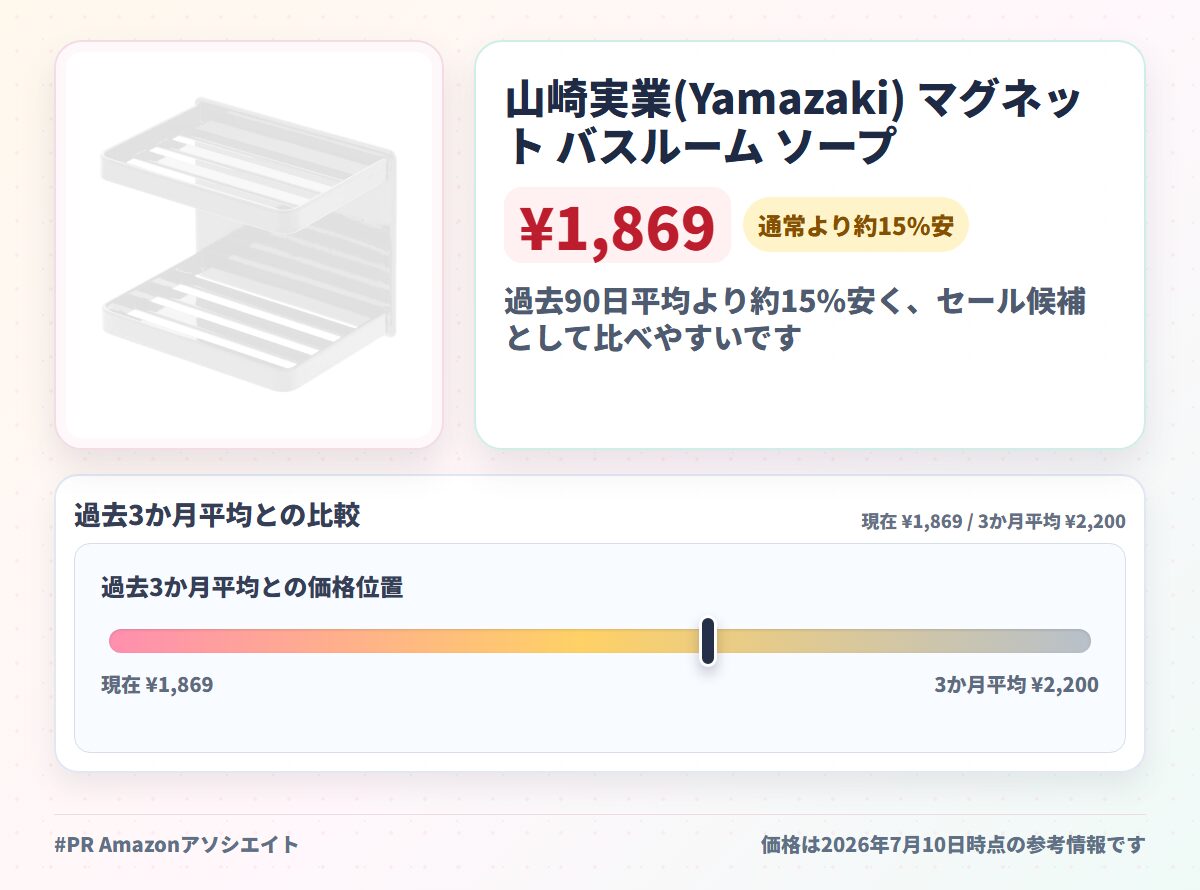 山崎実業(Yamazaki) マグネット バスルーム ソープトレー 2段 ホワイト 約W12×D8.5×H10cm タワー tower 石鹸置き 浴室収納 3809