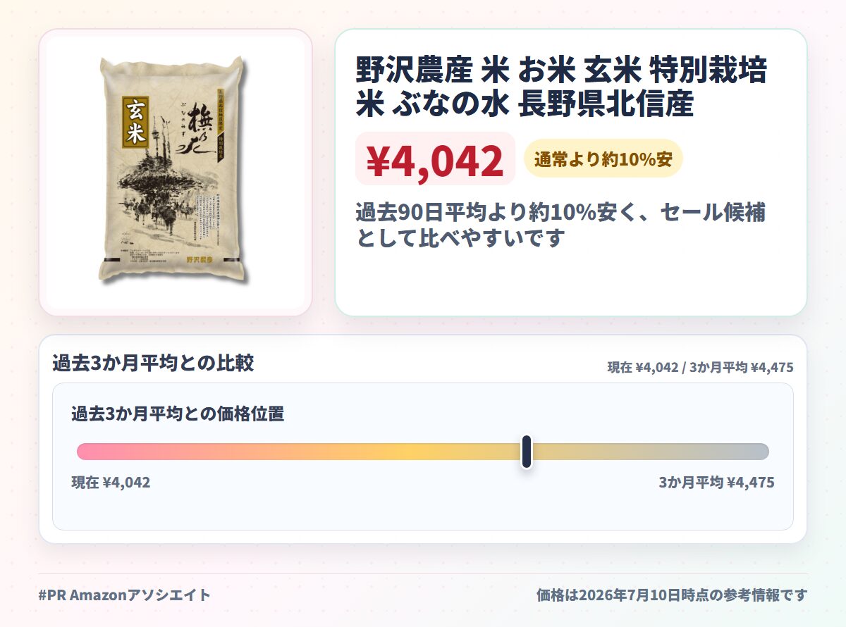 野沢農産 米 お米 玄米 特別栽培米 ぶなの水 長野県北信産 令和7年産 (5kg, コシヒカリ)