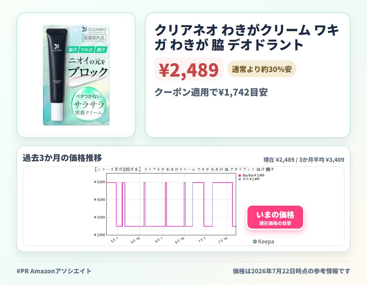 クリアネオ わきがクリーム ワキガ わきが 脇 デオドラント 脇汗 顔汗 ワキガクリーム 医薬部外品 30g×1本