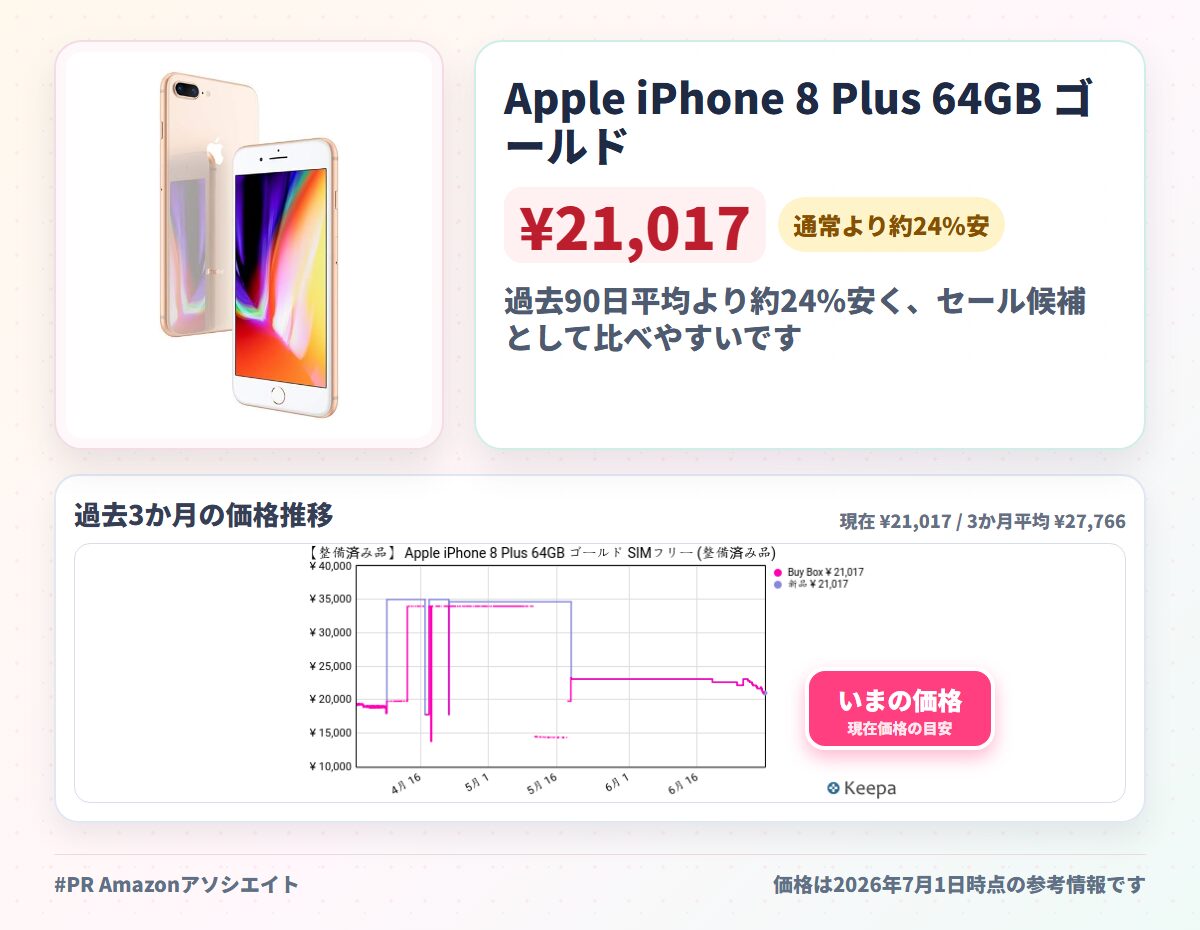 Apple iPhone 8 Plus 64GB ゴールド SIMフリー (整備済み品)