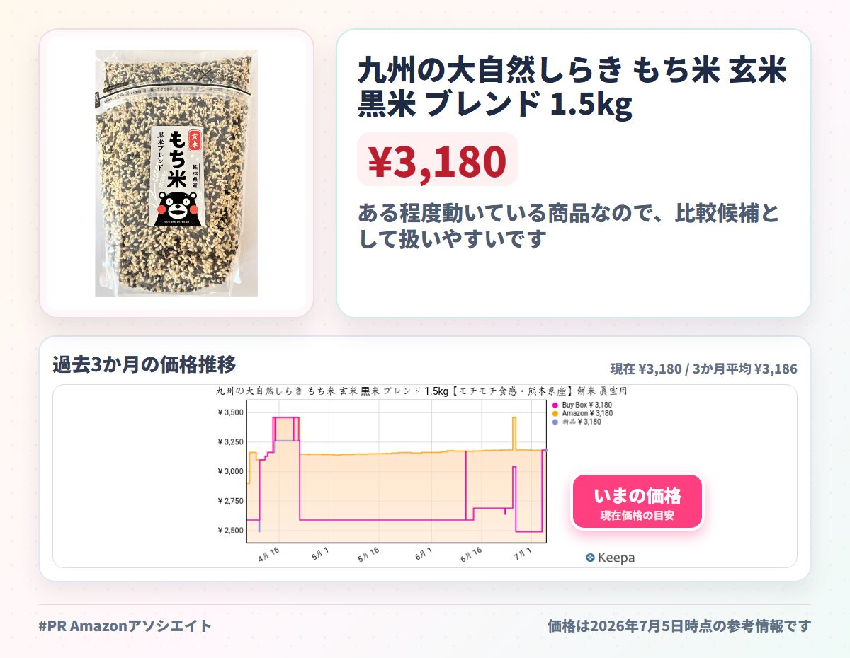 九州の大自然しらき もち米 玄米 黒米 ブレンド 1.5kg【モチモチ食感・熊本県産】餅米 真空用パックチャック付き