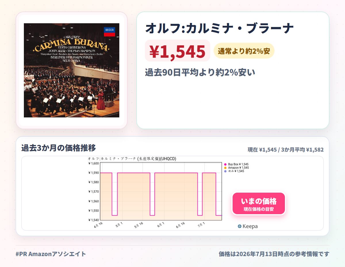 オルフ:カルミナ・ブラーナ (生産限定盤)(UHQCD)