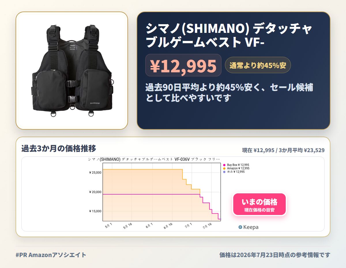 シマノ(SHIMANO) デタッチャブルゲームベスト VF-036V ブラック フリー