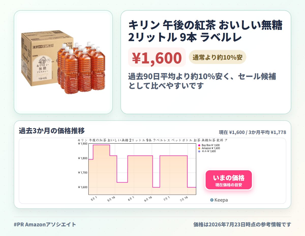 キリン 午後の紅茶 おいしい無糖 2リットル 9本 ラベルレス ペットボトル お茶 無糖紅茶 飲料 アイスティー