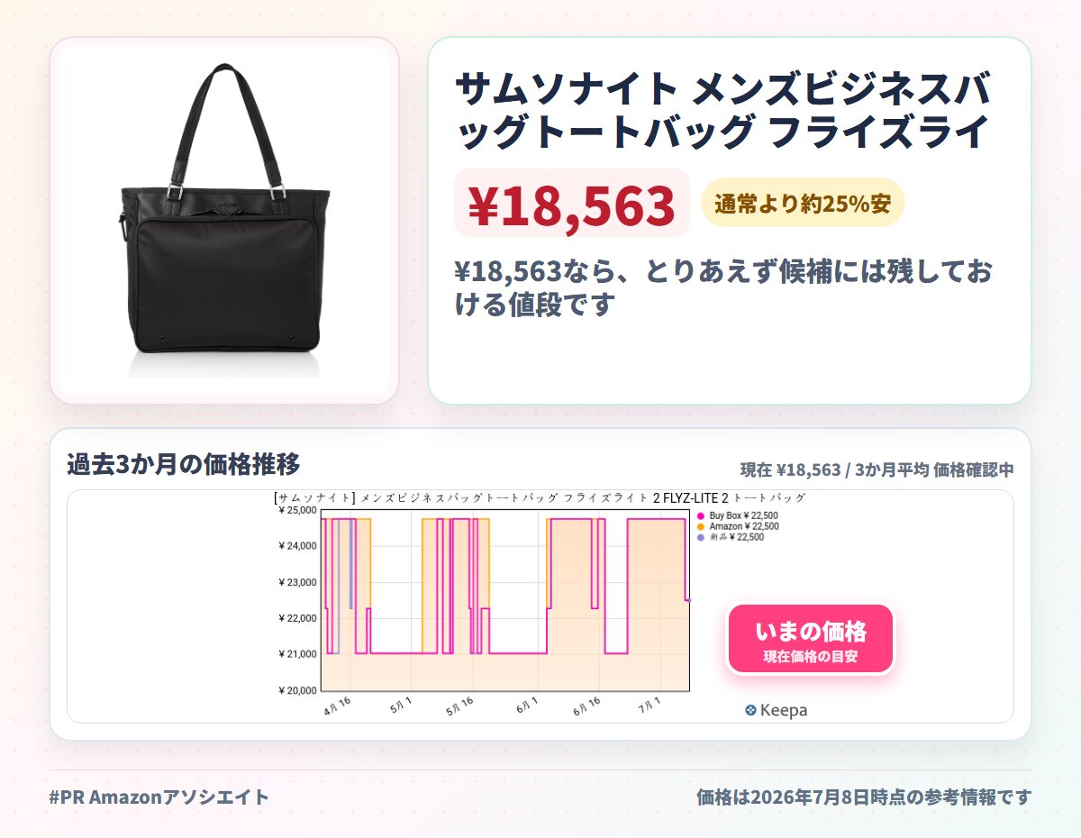 サムソナイト メンズビジネスバッグトートバッグ フライズライト 2 FLYZ-LITE 2 トートバッグ エキスパンダブル