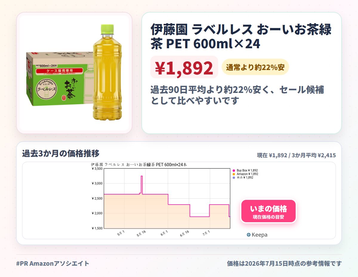 伊藤園 ラベルレス おーいお茶緑茶 PET 600ml×24本