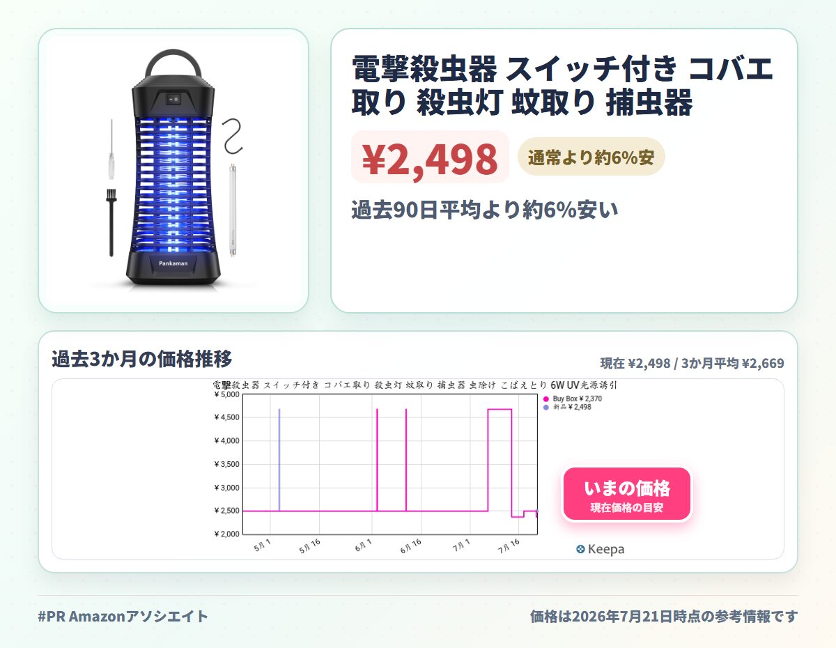 電撃殺虫器 スイッチ付き コバエ取り 殺虫灯 蚊取り 捕虫器 虫除け こばえとり 6W UV光源誘引式 365nm波長 薬剤不要 殺虫ライト 防虫 コバエ モスキート 虫 対策 室内 屋外 静音 吊り下げ式&据え置き式両用