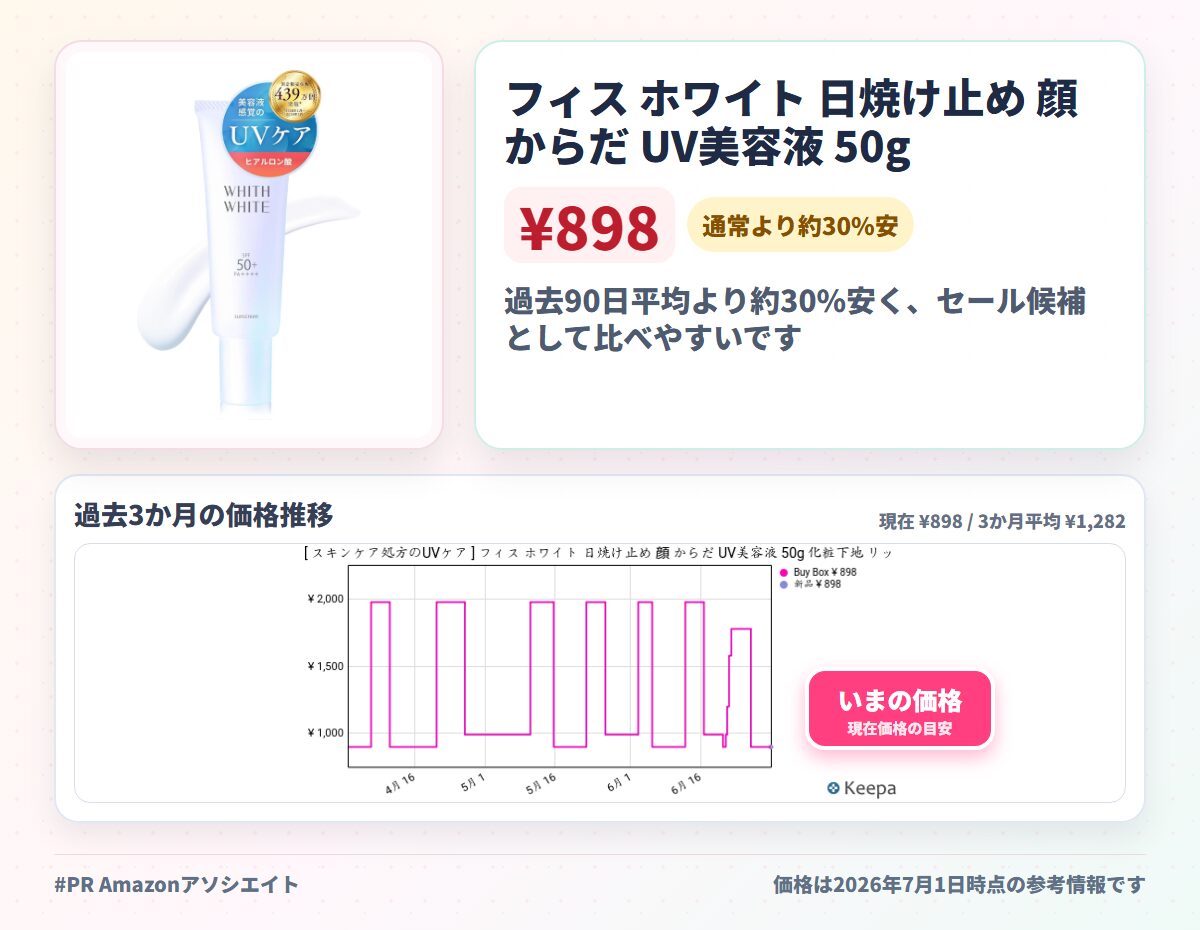 フィス ホワイト 日焼け止め 顔 からだ UV美容液 50g 化粧下地 リッチミルクタイプ SPF50+ PA++++