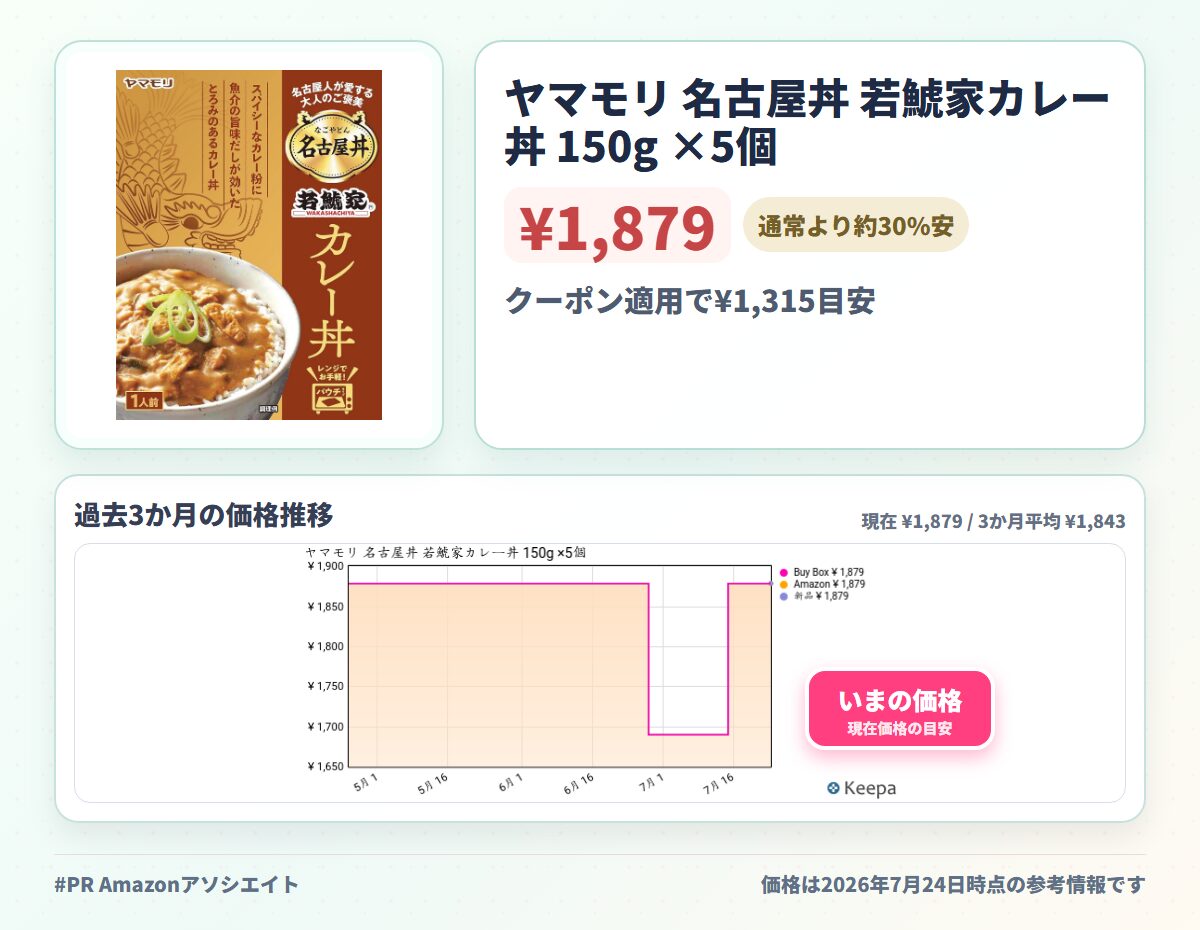 ヤマモリ 名古屋丼 若鯱家カレー丼 150g ×5個