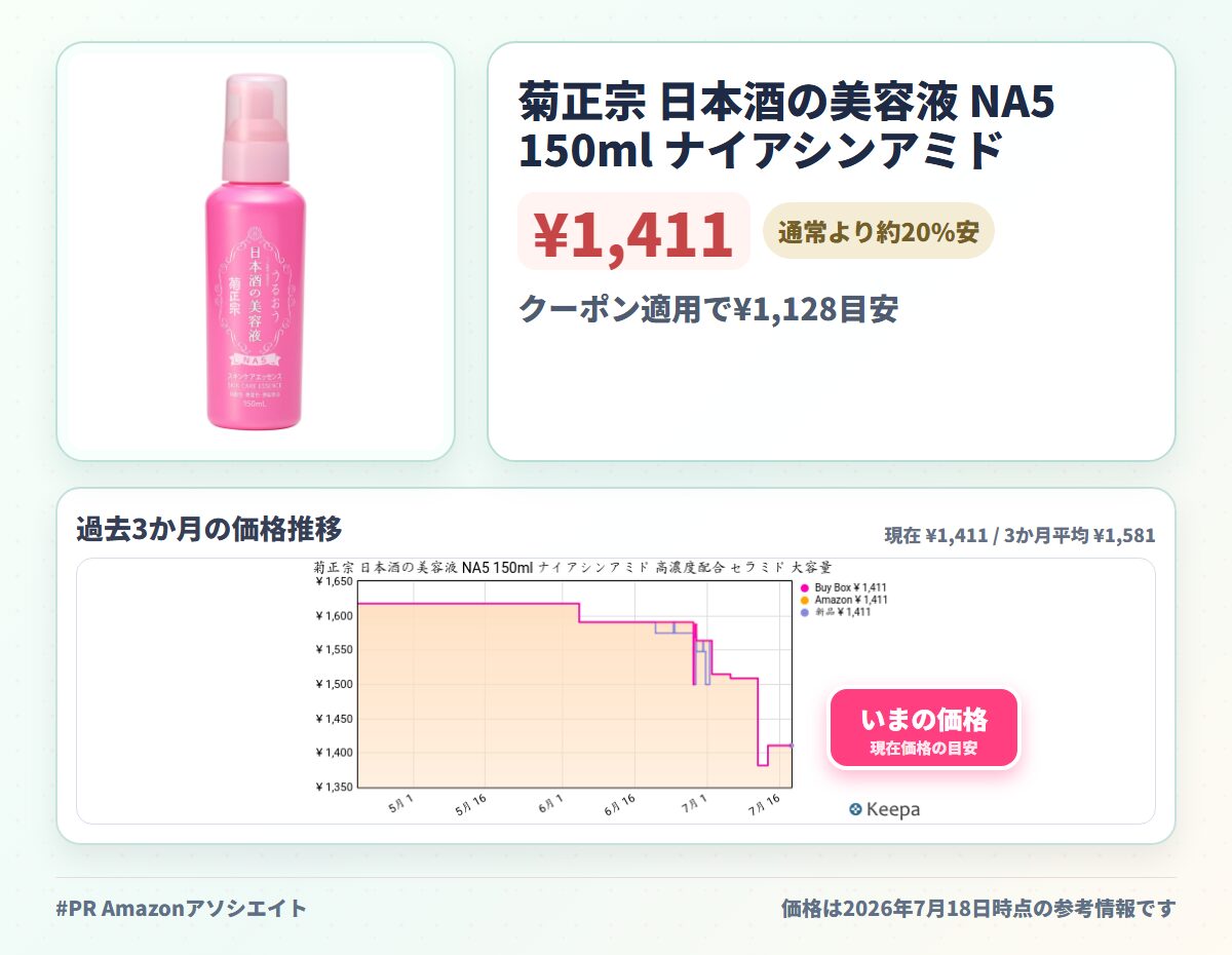 菊正宗 日本酒の美容液 NA5 150ml ナイアシンアミド 高濃度配合 セラミド 大容量