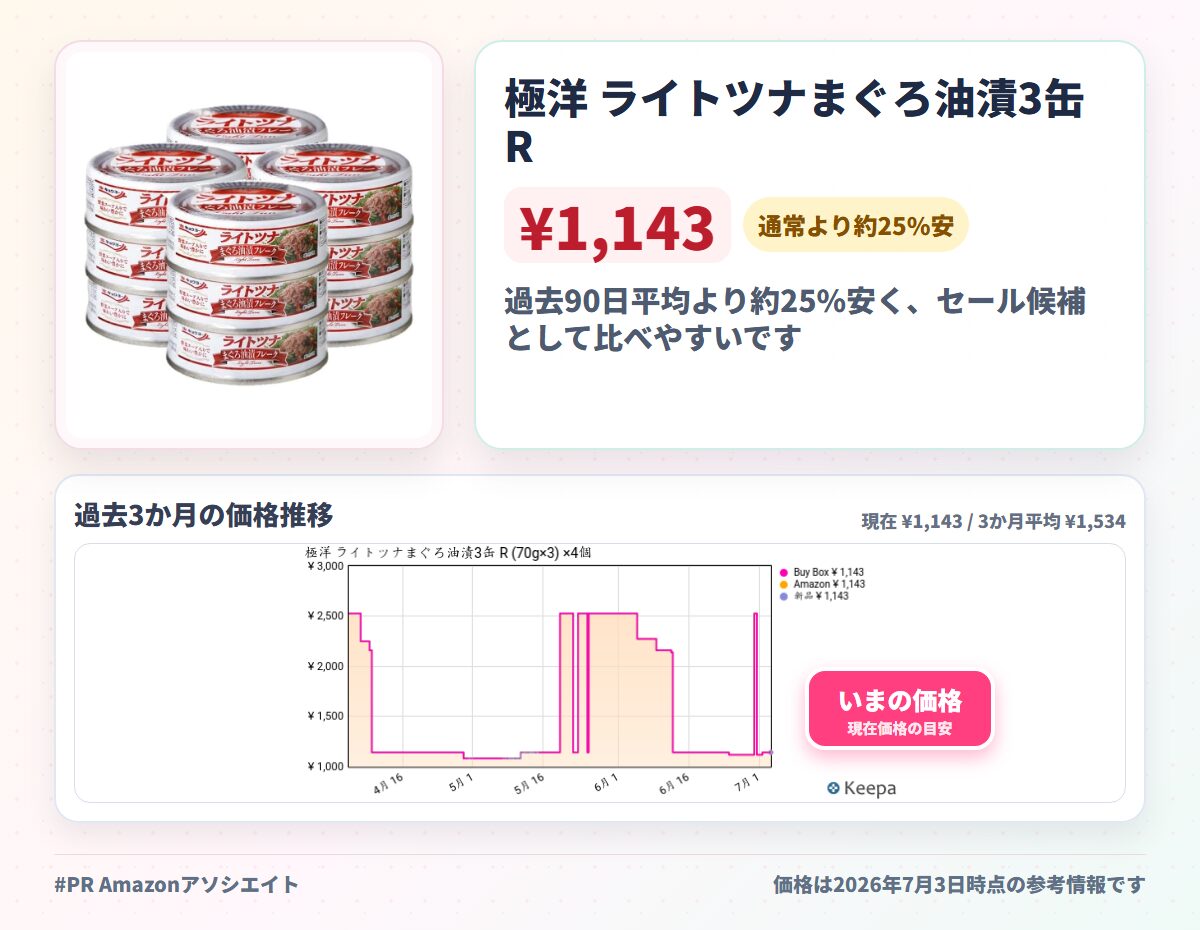 極洋 ライトツナまぐろ油漬3缶 R (70g×3) ×4個