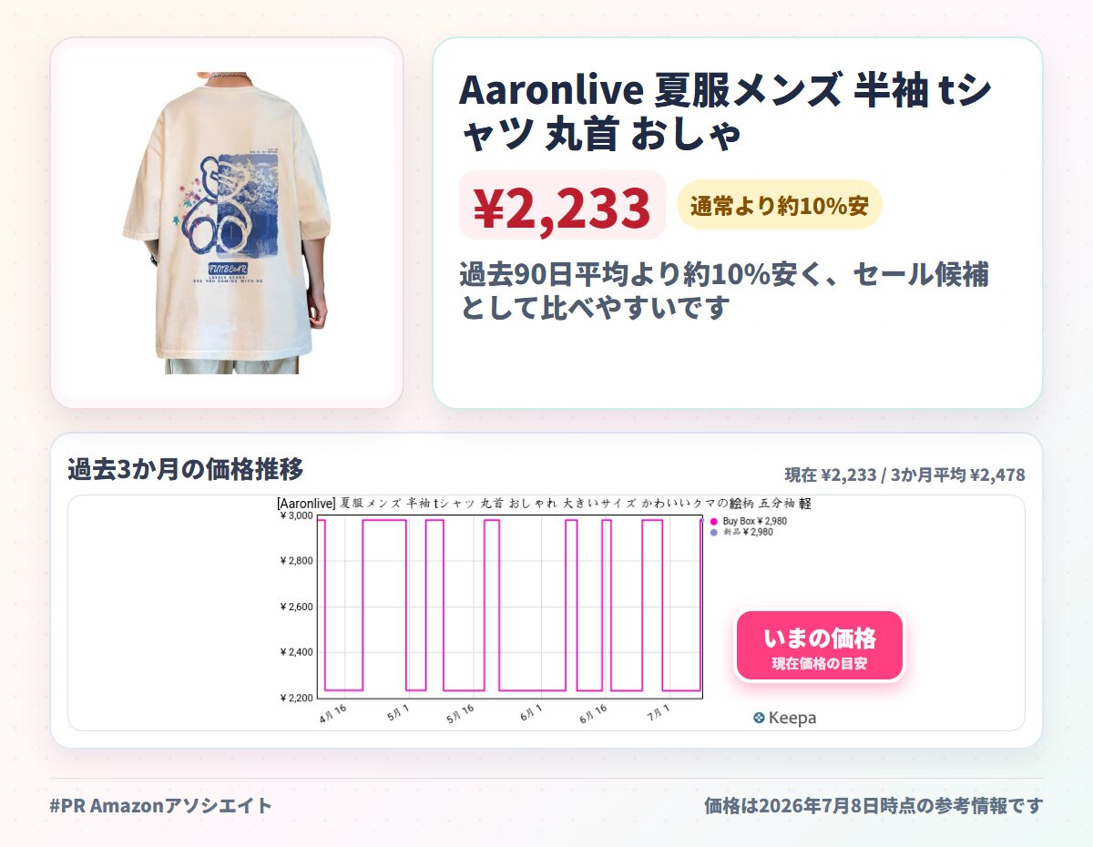 Aaronlive 夏服メンズ 半袖 tシャツ 丸首 おしゃれ 大きいサイズ かわいいクマの絵柄 五分袖 軽い柔らかい シルエット おしゃれ ファッション メンズ tシャツ 春夏服