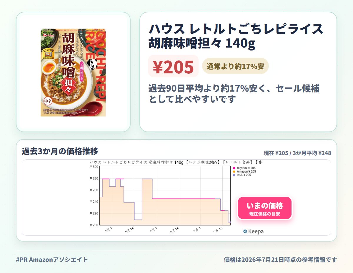 ハウス レトルトごちレピライス 胡麻味噌担々 140g