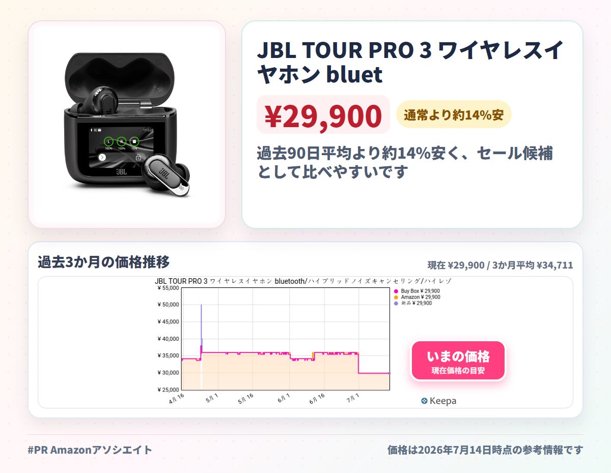 JBL TOUR PRO 3 ワイヤレスイヤホン bluetooth/ハイブリッドノイズキャンセリング/ハイレゾワイヤレスLDAC/デュアルドライバー/マルチポイント/防塵・防水/ワイヤレス充電対応/スマートタッチディスプレイ搭載/ブラック / JBLTOURPRO3BLK