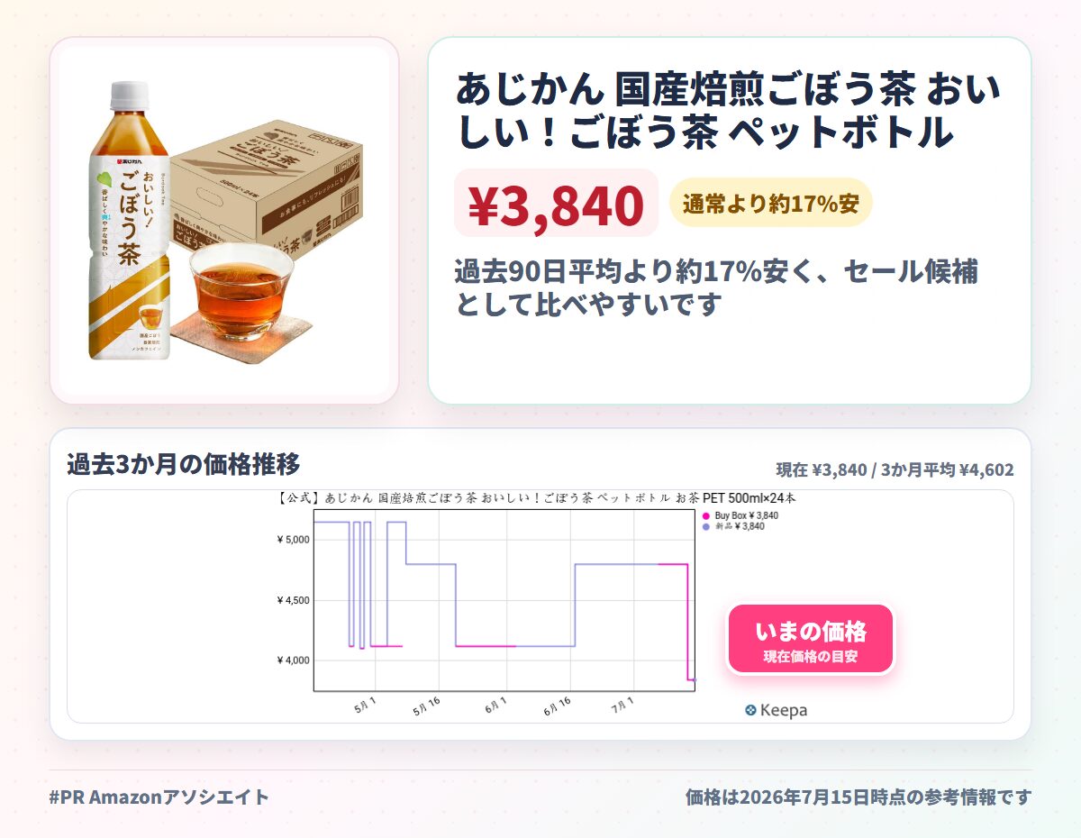 あじかん 国産焙煎ごぼう茶 おいしい！ごぼう茶 ペットボトル お茶 PET 500ml×24本 ノンカフェイン 食物繊維 ポリフェノール