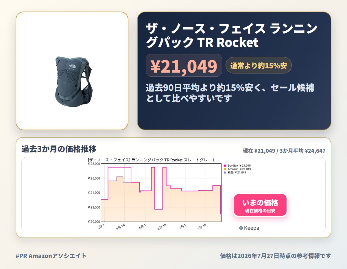 ザ・ノース・フェイス ランニングパック TR Rocket スレートグレー L