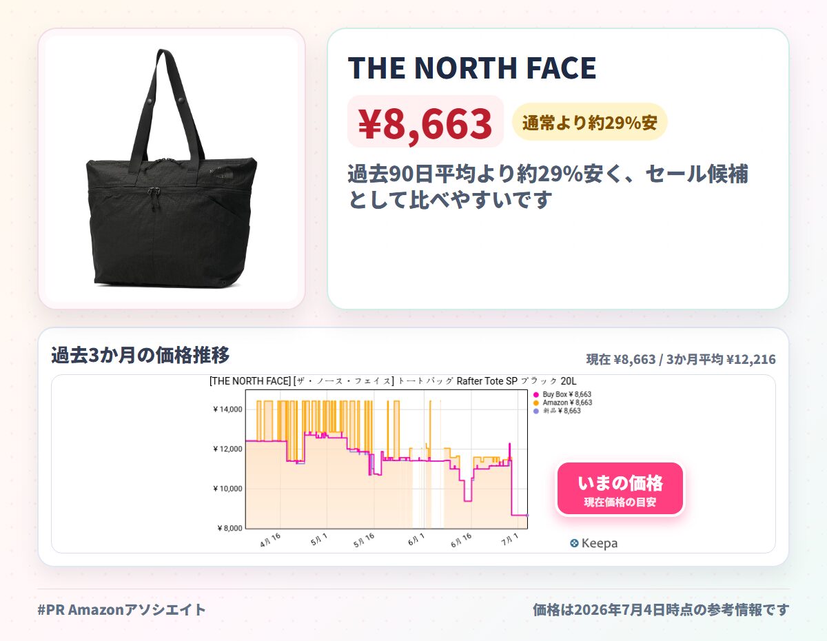 THE NORTH FACE [ザ・ノース・フェイス] トートバッグ Rafter Tote SP ブラック 20L