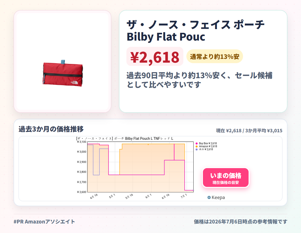 ザ・ノース・フェイス ポーチ Bilby Flat Pouch L TNFレッド L