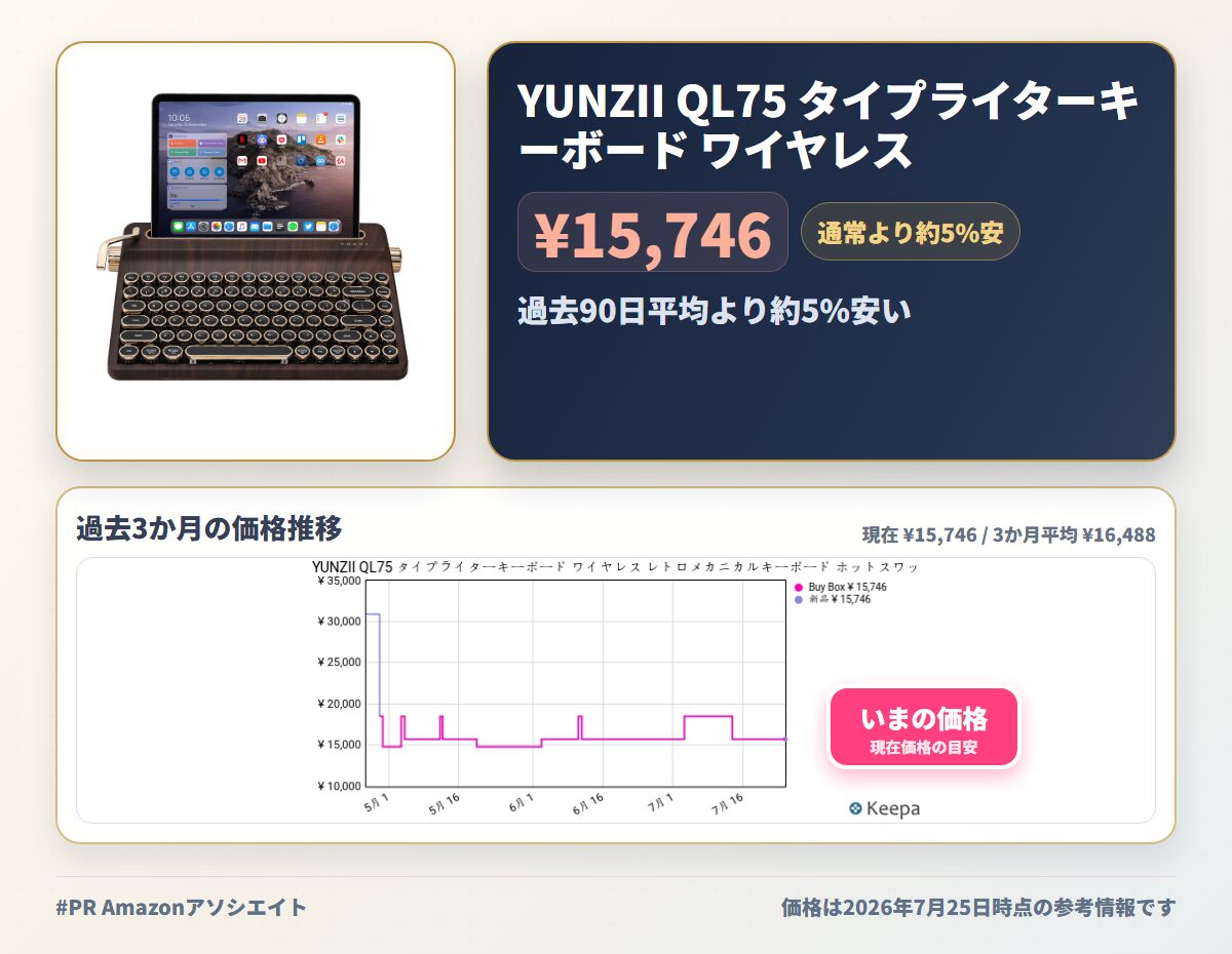 YUNZII QL75 タイプライターキーボード ワイヤレス レトロメカニカルキーボード ホット