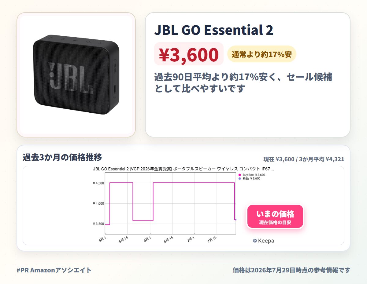 JBL GO Essential 2 [VGP 2026年金賞受賞] ポータブルスピーカー ワイヤレス コンパクト IP67 防水 防塵 USB Type-C お風呂 (ブラック)