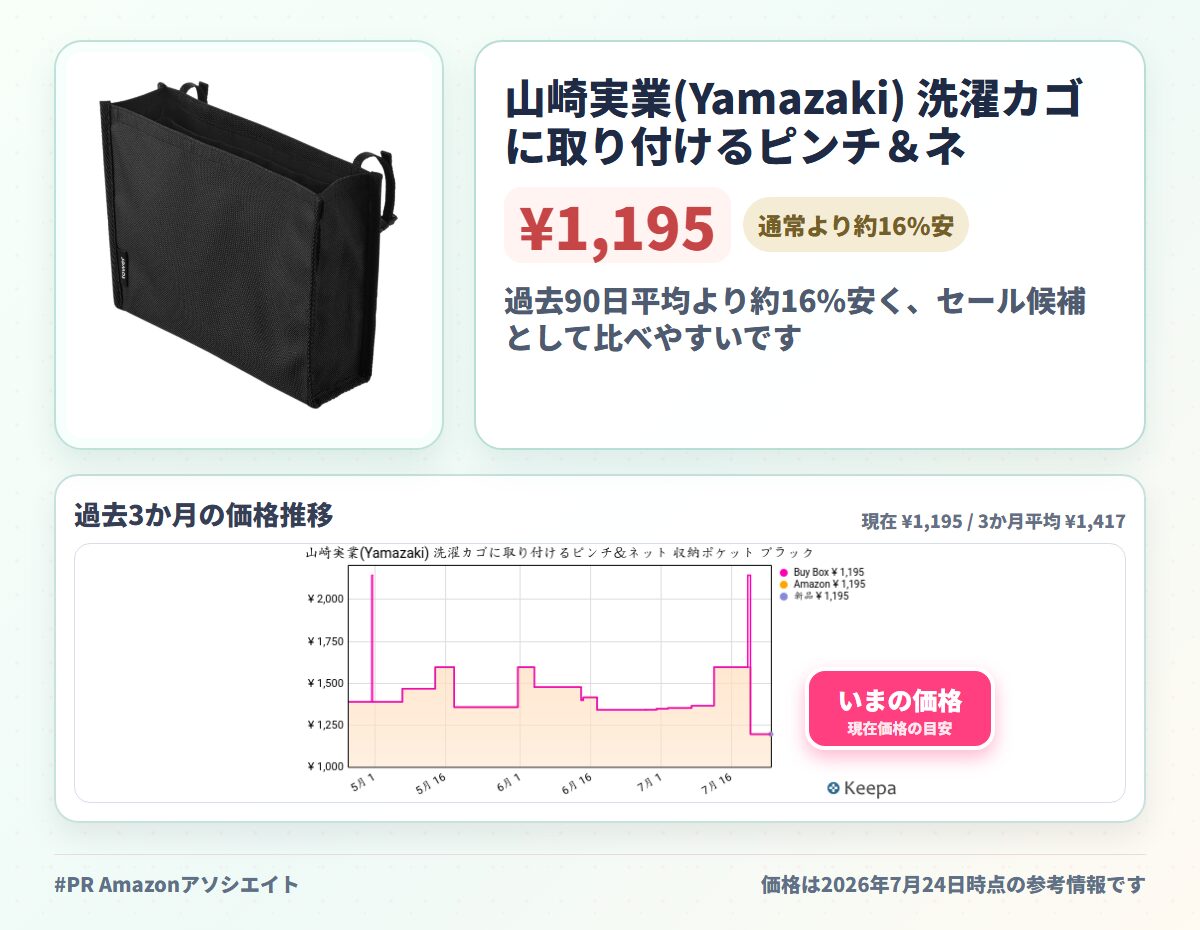 山崎実業(Yamazaki) 洗濯カゴに取り付けるピンチ＆ネット 収納ポケット ブラック W27×D8×H19.5cm(ベルト含まず) タワー tower ベッドサイドポケット バックルで簡単取り付け 10437