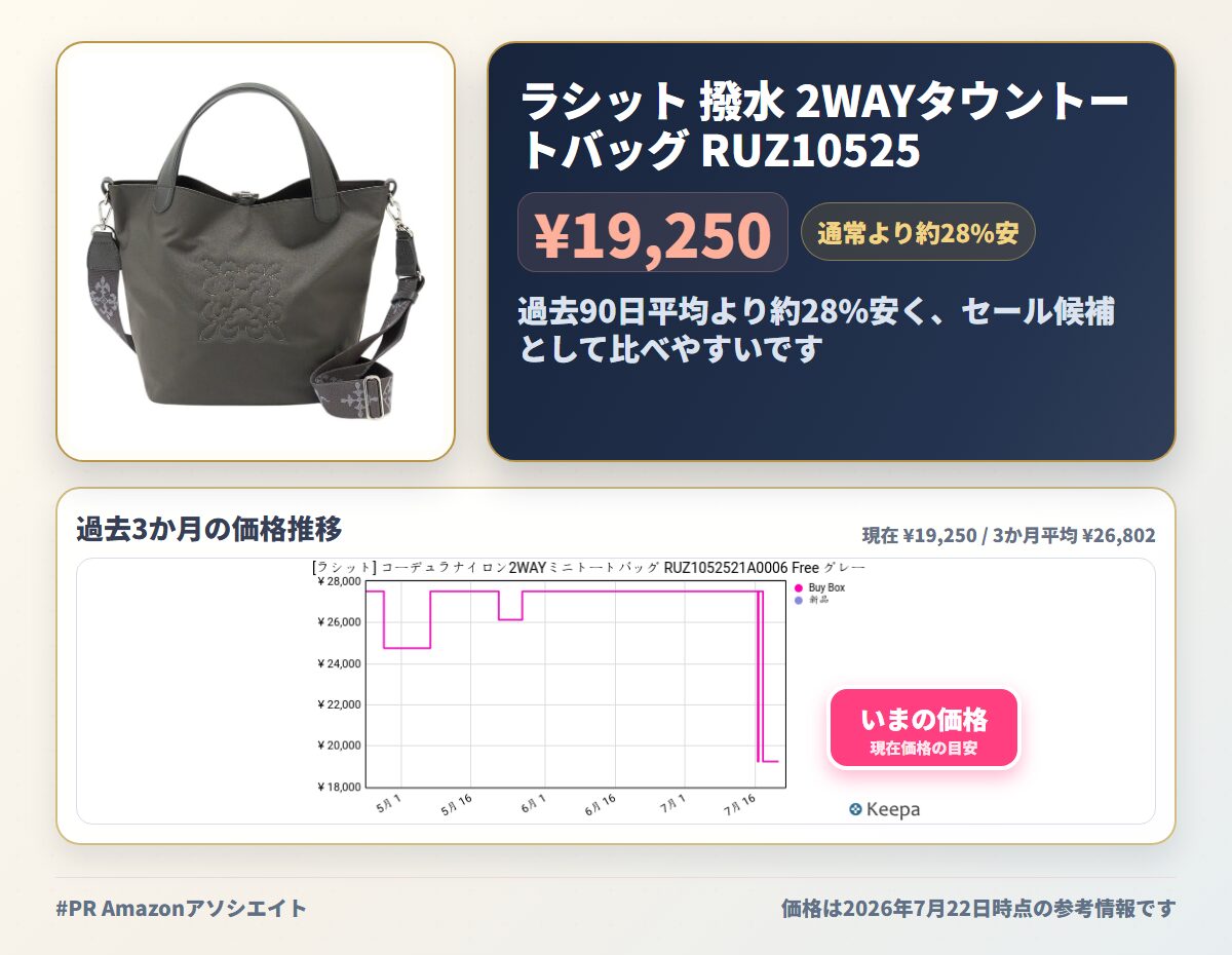 ラシット 撥水 2WAYタウントートバッグ RUZ1052521A0006