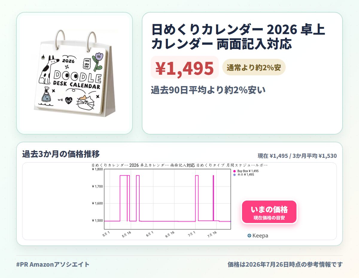日めくりカレンダー 2026 卓上カレンダー 両面記入対応 日めくりタイプ 月間スケジュールボード 12か月管理 家庭 ビジネス用 オフィス向け 2025年12月から2026年12月まで