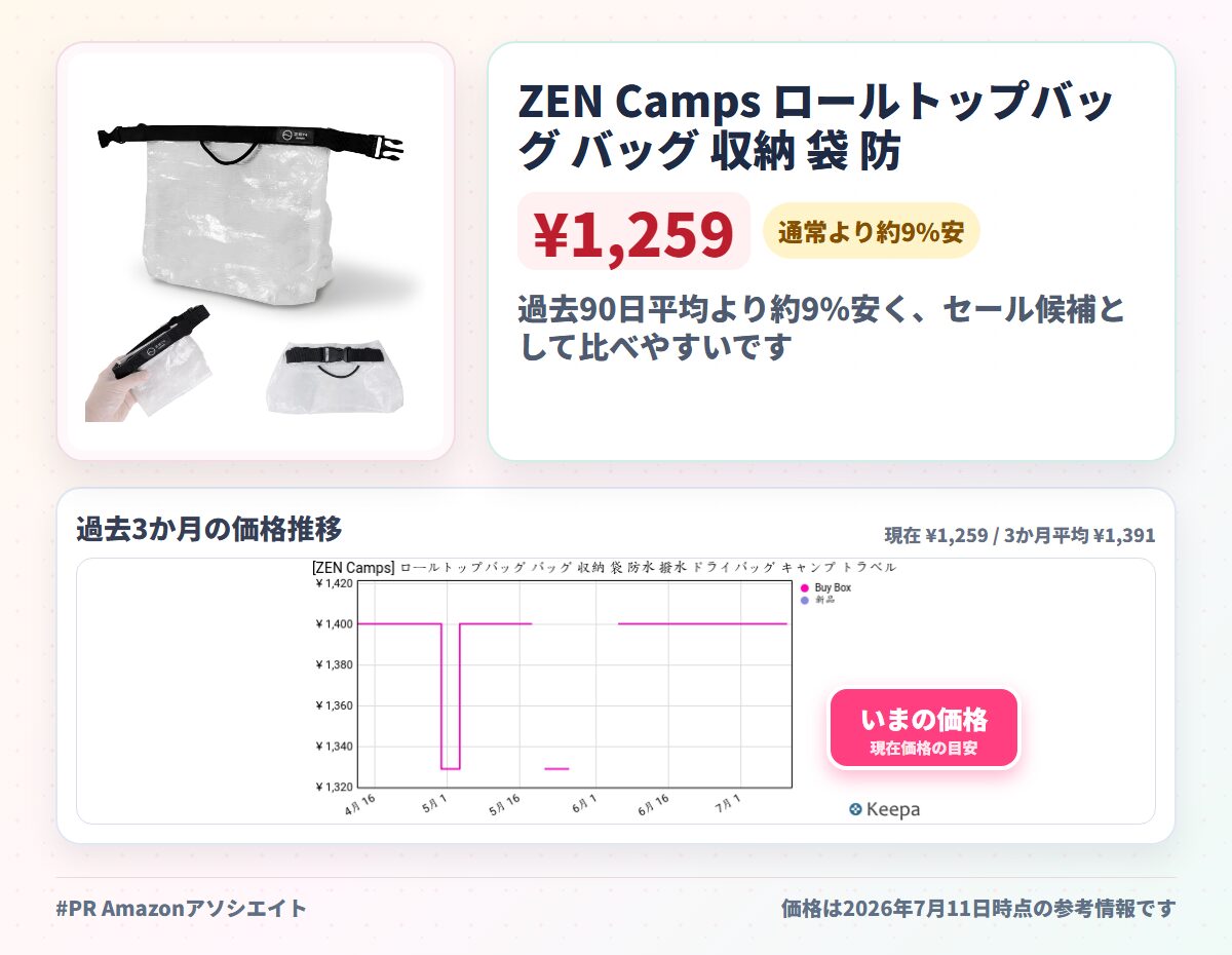 ZEN Camps ロールトップバッグ バッグ 収納 袋 防水 撥水 ドライバッグ キャンプ トラベルポーチ 旅行 サコッシュ