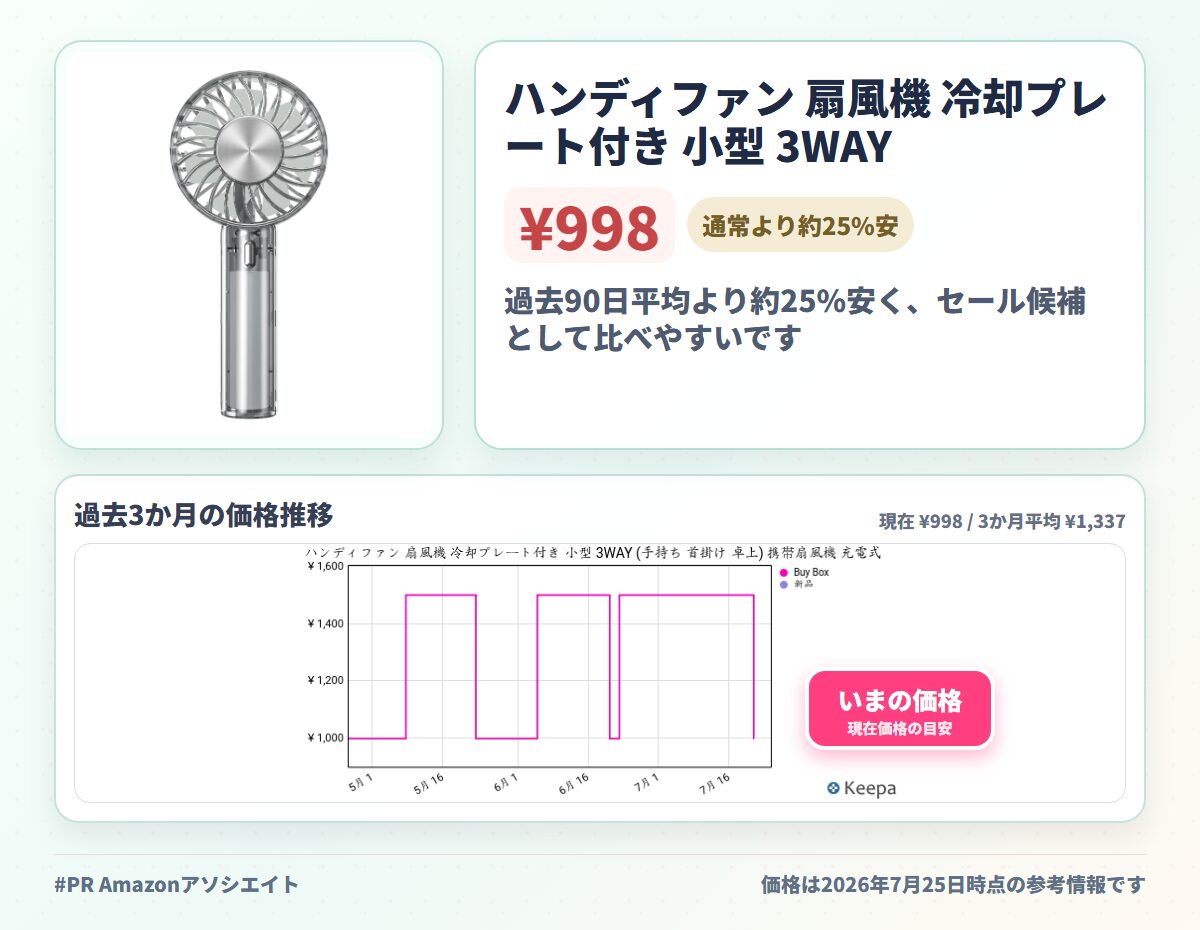 ハンディファン 扇風機 冷却プレート付き 小型 3WAY (手持ち 首掛け 卓上) 携帯扇風機 充電式 ストラップ付き ミニ扇風機 強力 ペルチェ素子 静音 ポータブル 冷感グッズ 熱中症対策 暑さ対策 通勤 通学 アウトドア ブラック