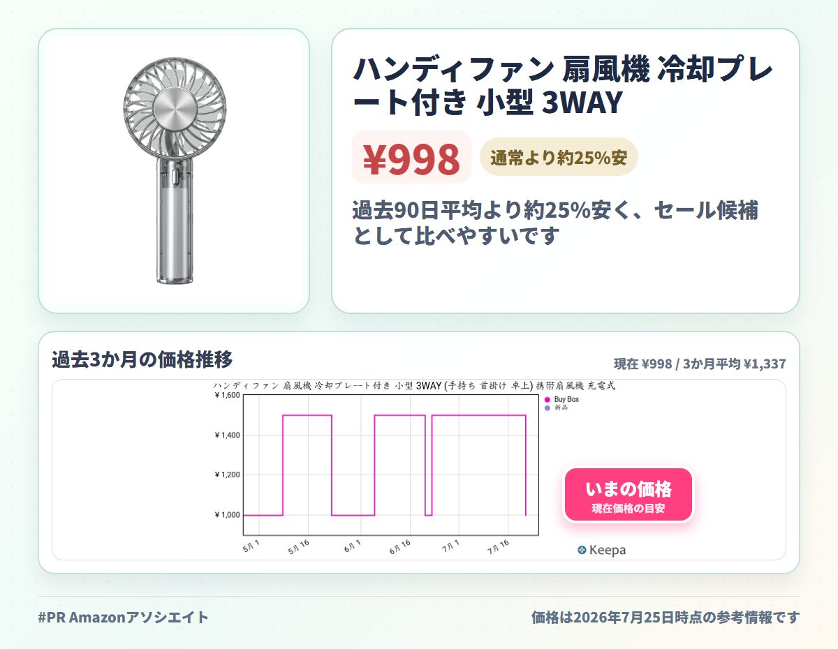 ハンディファン 扇風機 冷却プレート付き 小型 3WAY (手持ち 首掛け 卓上) 携帯扇風機 充電式 ストラップ付き ミニ扇風機 強力 ペルチェ素子 静音 ポータブル 冷感グッズ 熱中症対策 暑さ対策 通勤 通学 アウトドア ブラック