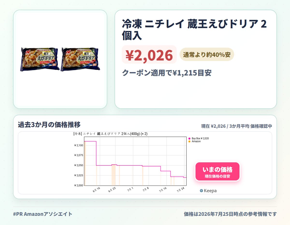 冷凍 ニチレイ 蔵王えびドリア 2個入(400g) (× 2)