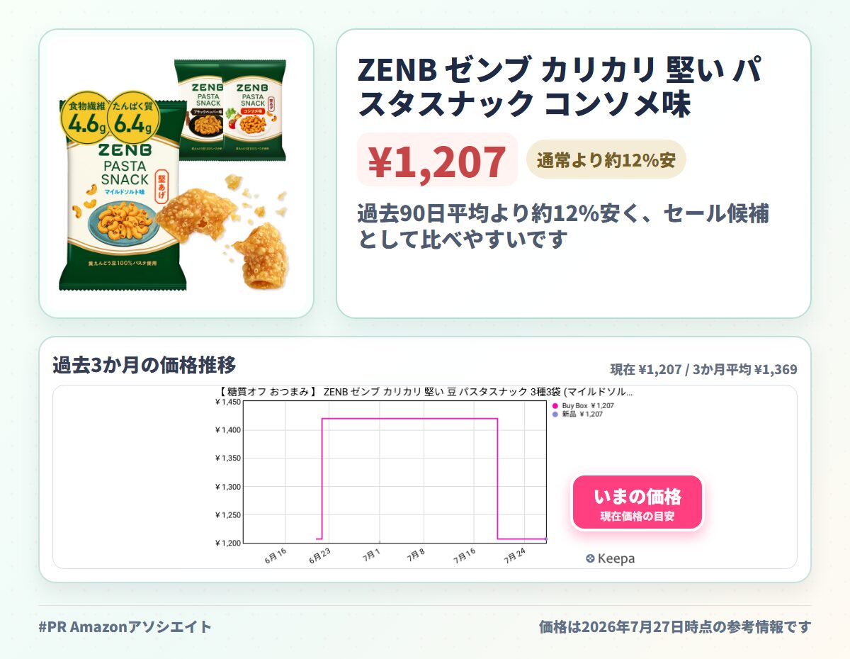 ZENB ゼンブ カリカリ 堅い パスタスナック コンソメ味 40袋 脂質オフ