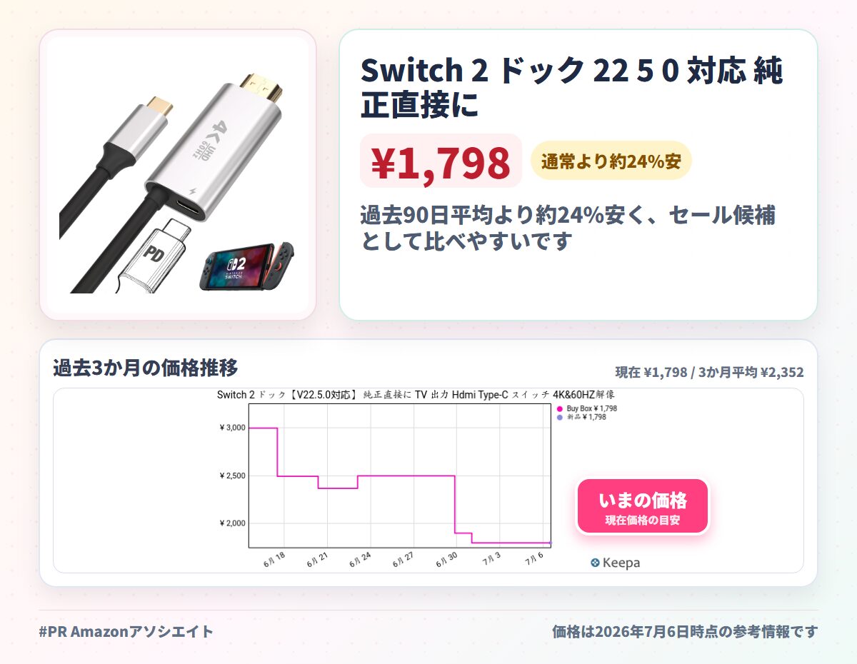 Switch 2 ドック 22 5 0 対応 純正直接に