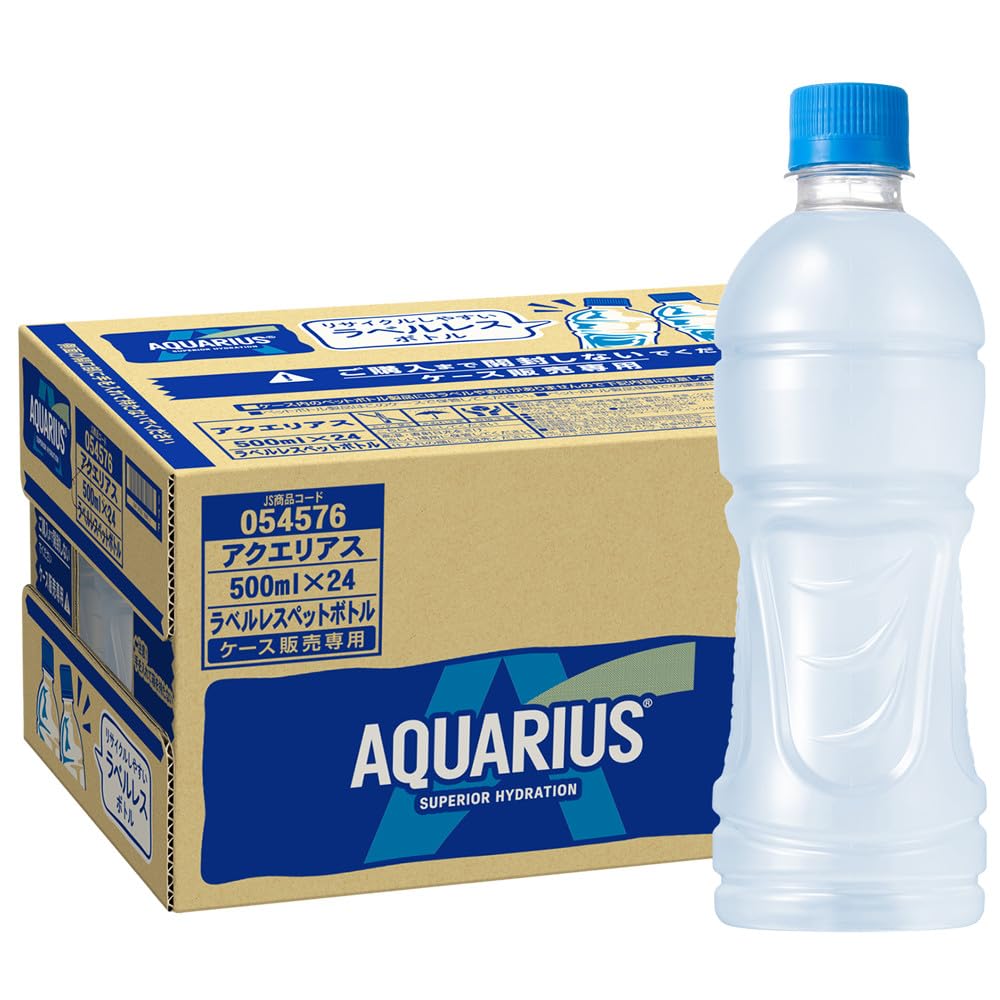 熱中症対策 アクエリアス 500ml PET ラベルレス ×24本