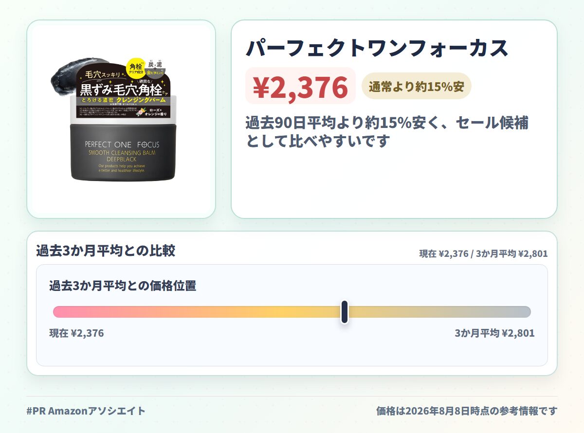 パーフェクトワンフォーカス (PERFECT ONE FOCUS) スムースクレンジングバーム ディープブラック 毛穴 黒ずみ 角栓 皮脂 泥・炭 W洗顔不要 マツエクOK メンズケア ビタミンC 75g （ディープブラック（単品））