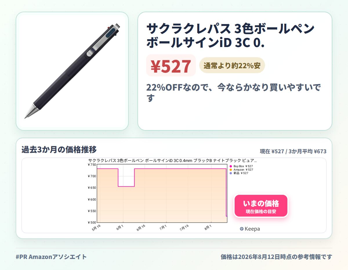 サクラクレパス 3色ボールペン ボールサインiD 3C 0.4mm ブラックB ナイトブラック ピュアブラック レッド GB3D854#49B