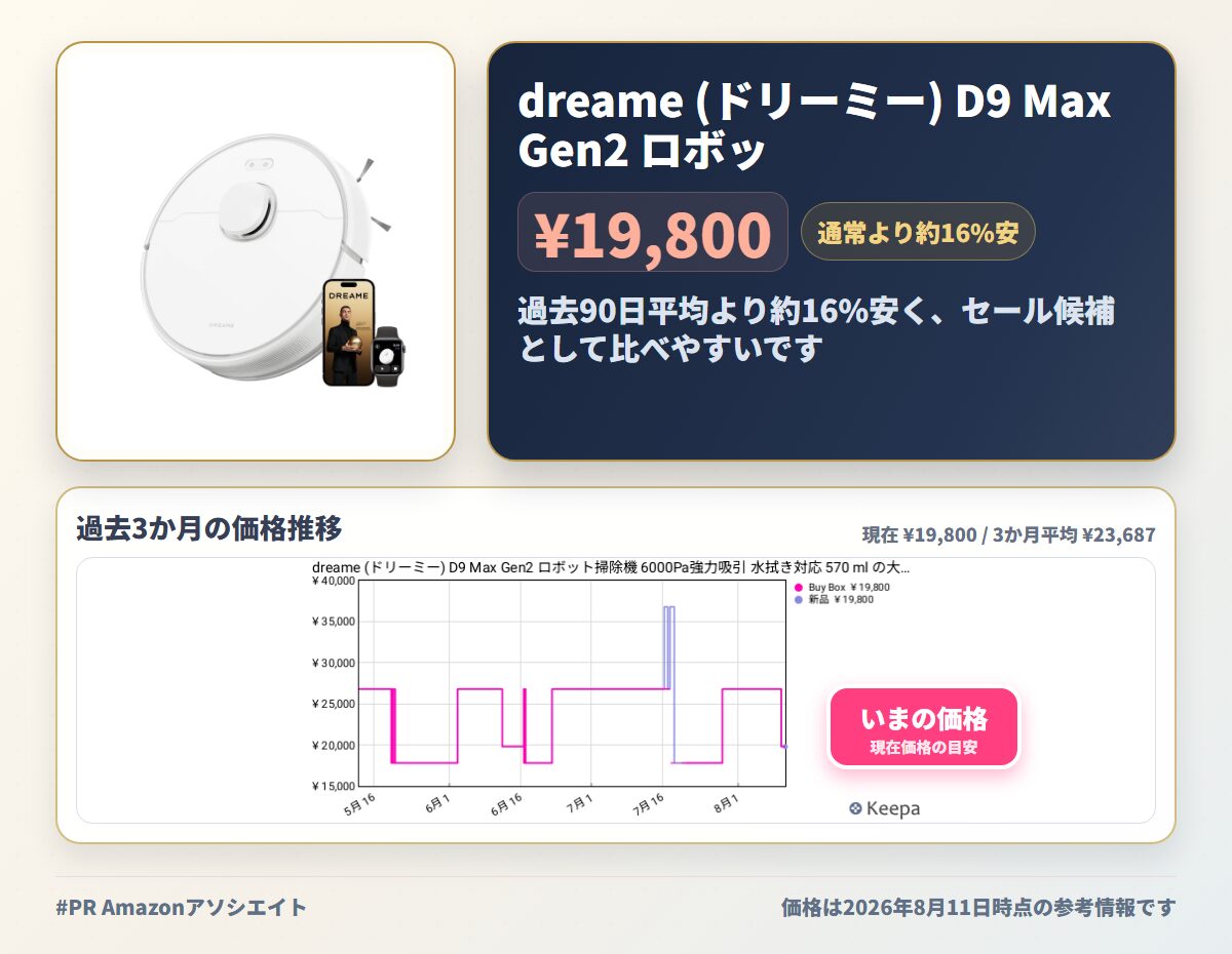 dreame (ドリーミー) D9 Max Gen2 ロボット掃除機 6000Pa強力吸引 水拭き対応 570 ml の大型ダストボックス 高精度LDSレーザーセンサー 高精度複数階マッピング機能 昼夜を問わず賢く掃除 静音設計 Google Home Alexa Siri対応