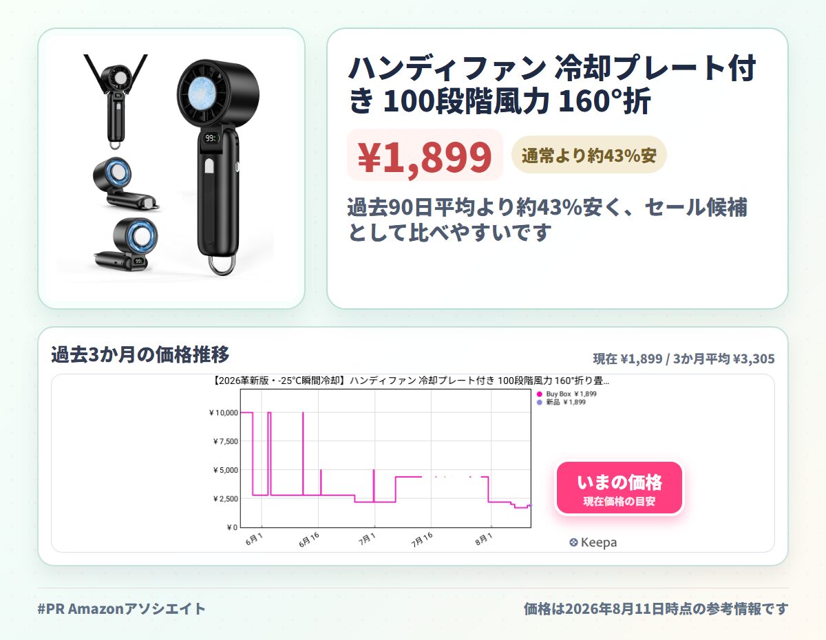 ハンディファン 冷却プレート付き 100段階風力 160°折り畳み 携帯扇風機 冷感 手持ち扇風機 5000mAh 長持ち 小型 強力 LED表示 USB充電式 暑さ対策 卓上 首掛け カラビナ付き ストラップ付属 ブラック
